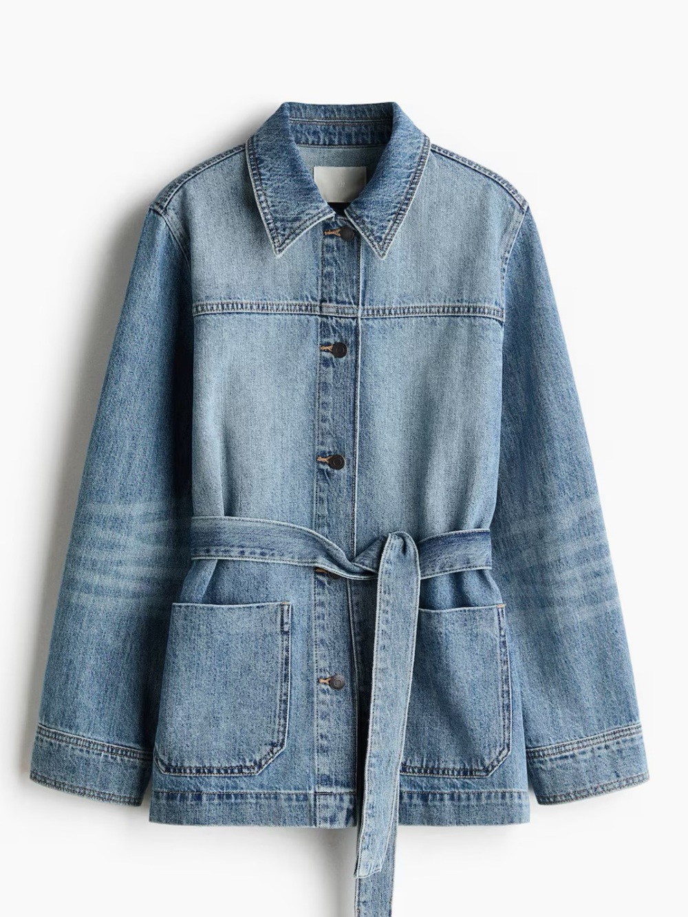 H&M Light Blue Denim Belted Jacket